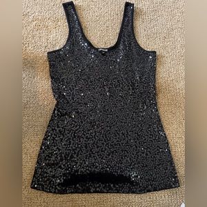 Express sequin tank top - black size large 100% cotton